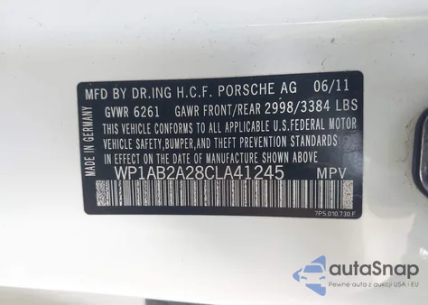 2012 Porsche Cayenne S from USA, damaged, VIN WP1AB2A28CLA41245